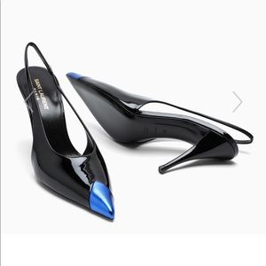 Saint Laurent blue vesper slingback pumps